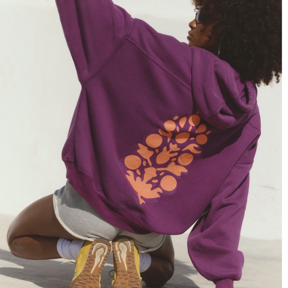 NWT Free People x FP Movement Final Call Buti Logo Hoodie in Deep Mulberry